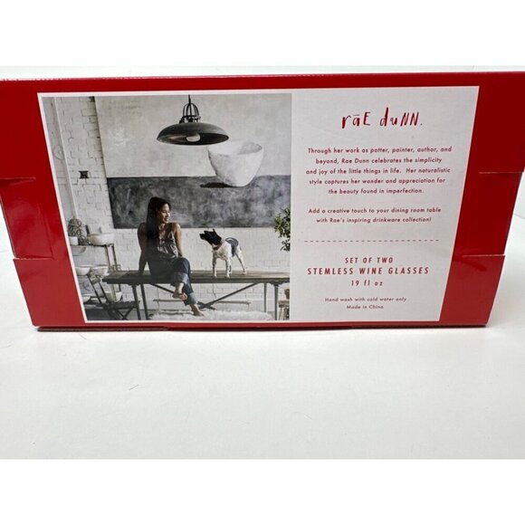 Rae Dunn Christmas Wine Glass Set Festive Holiday LL Barware Red Clear Drinkware - Picture 9 of 10